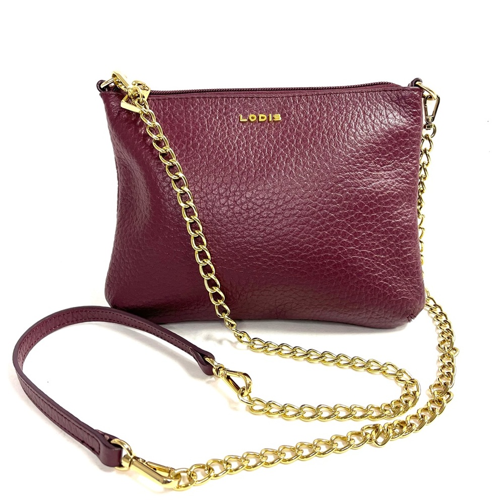 Lodis Emily 5 in 1 Convertible Pebbled Leather Bag in Wine